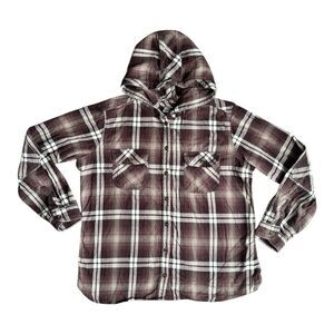 Carhartt Youth Hooded Flannel Shirt Large (12-14) Plaid Button Up Boys Girls